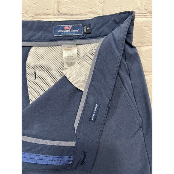 Vineyard Vines Men's Flat Front Shorts - Light Blue and Navy - Picture 4 of 7